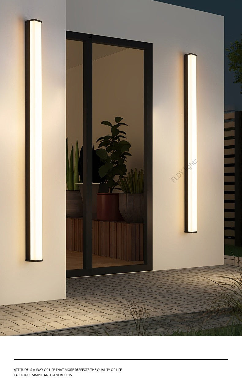 Modern Waterproof Outdoor Long Strip LED Wall Light IP65 Wrought Iron Wall Light Garden Porch Wall Light 110V 220V Lighting