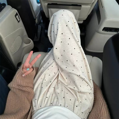 Grey Polka Dot Wide Leg Casual Pants Women's 2025 Autumn Winter New Loose High Waist Slimming Long Straight Leg Trousers Soft