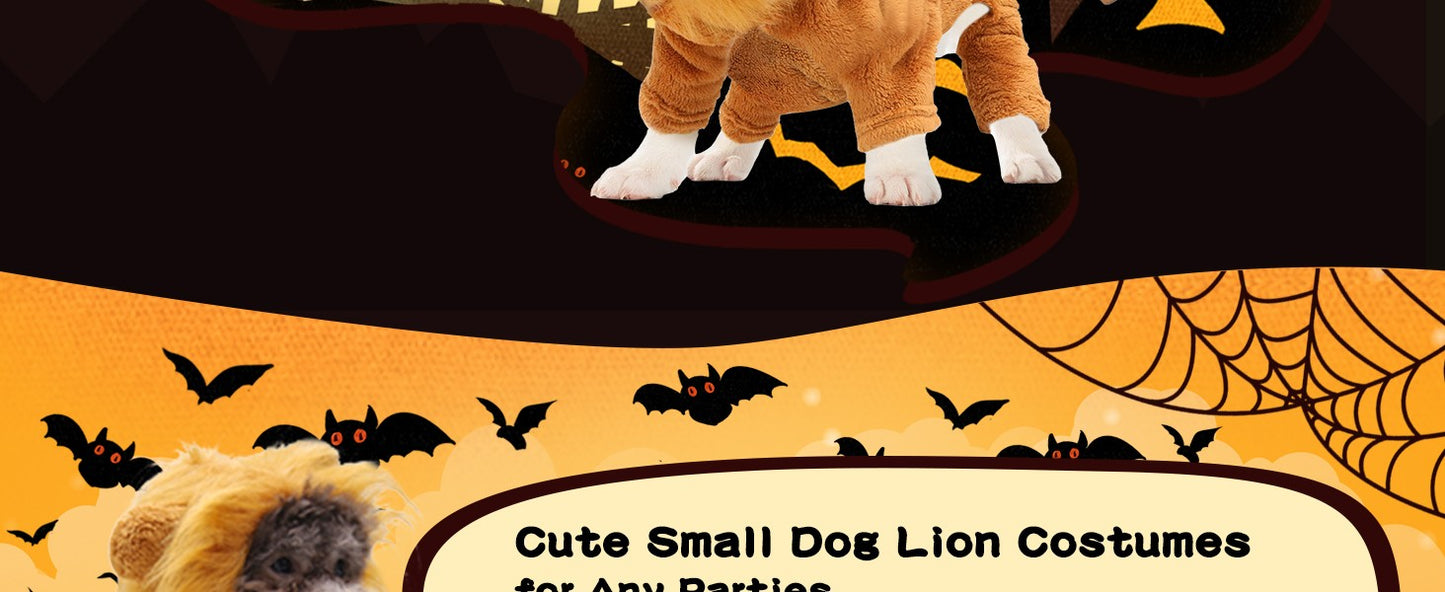 ATUBAN Dog Lion Costume Pet Clothes for Party Simulation Lion Pet Outfits,Cosplay Dress up Pet Lion Hoodie Cat Costume for Party