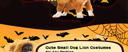ATUBAN Dog Lion Costume Pet Clothes for Party Simulation Lion Pet Outfits,Cosplay Dress up Pet Lion Hoodie Cat Costume for Party