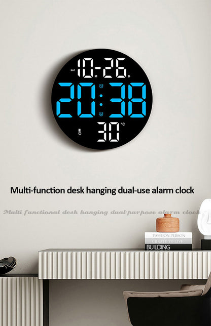 10inch LED Large Digital Wall Clock with Dual Alarms Calendar and Temperature Display Brightness Adjustable Countdown Home Clock