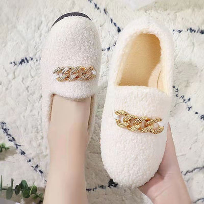 Womens Slippers Warm Short Plush Lining House Shoes Moccassins Slip on Fashion Lady Flats Loafers Non Slip 2023
