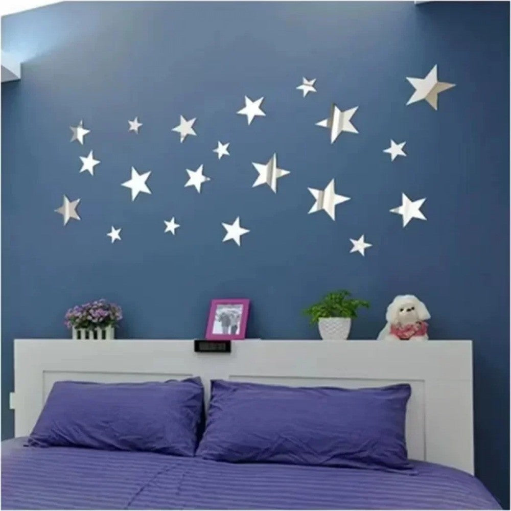 3D Star Mirror Wall Sticker Large Medium and Small Combination Acrylic Mirror Wall Sticker Home Living Room Wall Decorations