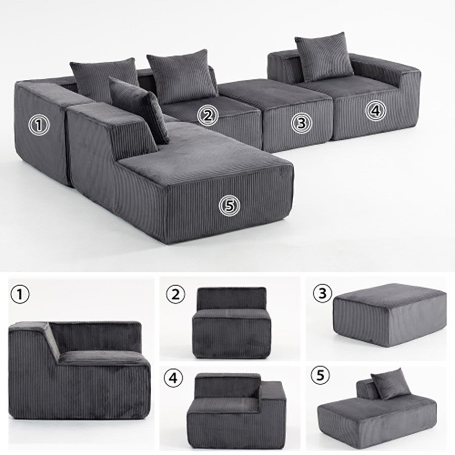 Sectional boneless Couch with L-Shape Chaise,Modern Modular sleeper Sofa with Deep Seat, Upholstered Couches for Room
