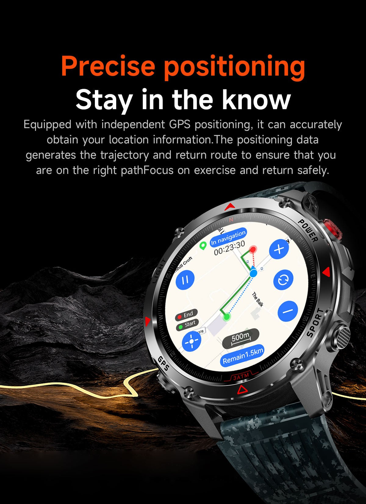 2025 Novo Smartwatch Profissional GPS Esportivo ao Ar Livre Corrida Rastreamento GPS Natação Bússola Altímetro 3ATM Pulseiras Esportivas Masculino