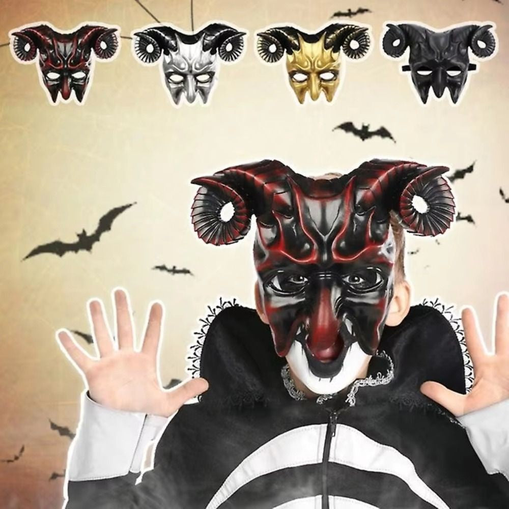 High Quality 3D Halloween Mask Horrible Durable Ox Horn Mask Realistic Cosplay Masquerade Decoration
