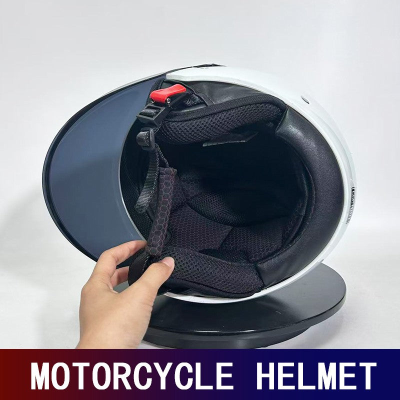Novo capacete de motocicleta três quartos, capacete elétrico completo para homens e mulheres, capacete de motocicleta para pilotagem, meio capacete de inverno, quente