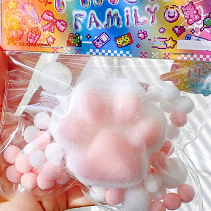 Dropshipping Fidget Toy Mini Squishy Toys Kawaii Plush Soft Cat Paw Transparent Silicone Cube Stress Relief Squeeze Toy