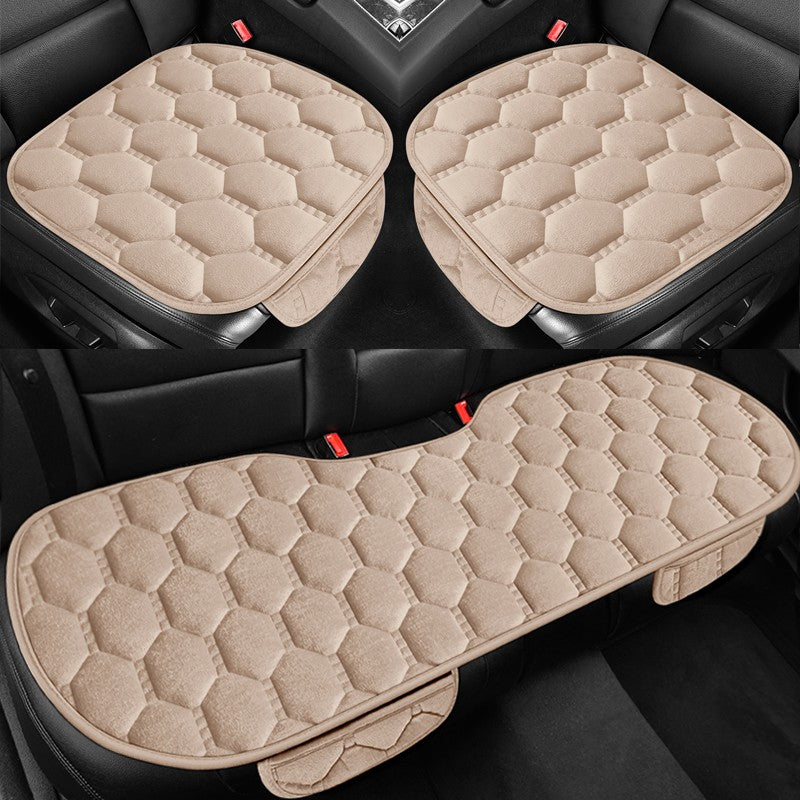 Car seat cushion three piece set, single seat, single piece, winter plush backrest, no binding, anti slip, cold resistant pad