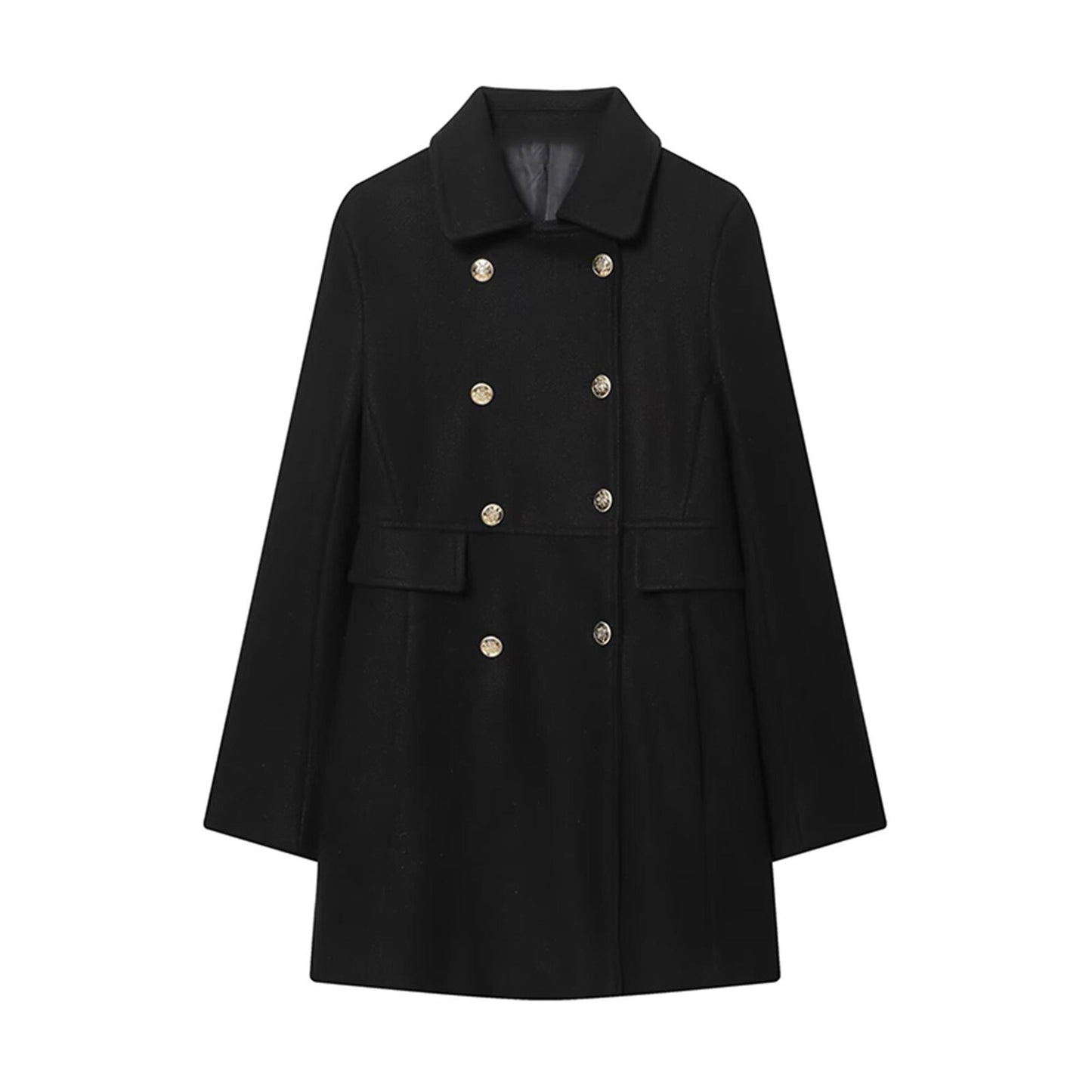 TFMLN 2025 Autumn Winter Women New Lapel Woolen Jacket Fashion Slim Fit Long Sleeved Double Breasted Ladies Casual Overcoat