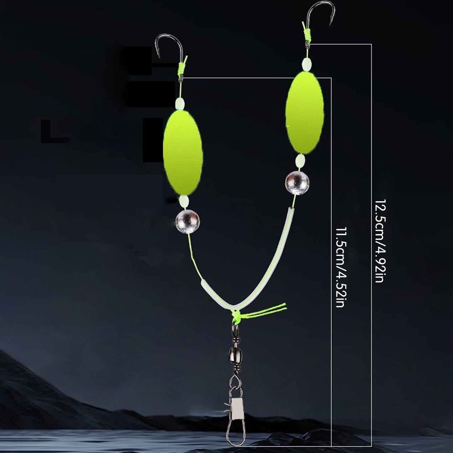 10PCS Buoyant Fishing Hooks Kit Double Hook Reverse Suspended Euro Rig with Golden Sleeve for Bass Trout Saltwater Fishing