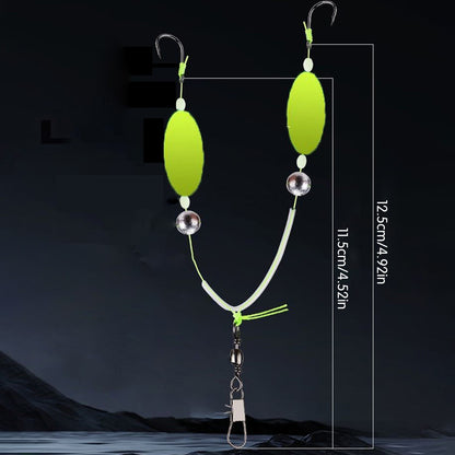 10PCS Buoyant Fishing Hooks Kit Double Hook Reverse Suspended Euro Rig with Golden Sleeve for Bass Trout Saltwater Fishing