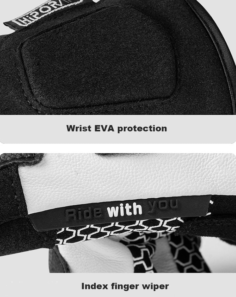 Luvas de Inverno FEHER para Moto Couro Touchscreen Quente Impermeável Junta de Dedo em Fibra de Carbono Luvas de Motociclismo