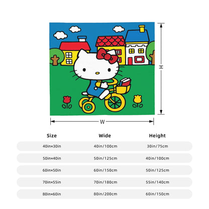Hello Kitty Passeia de Bicicleta Pelúcia Cobertores Ótimas Mantas para Sofá Cama Sala de Estar 150*125cm Colcha