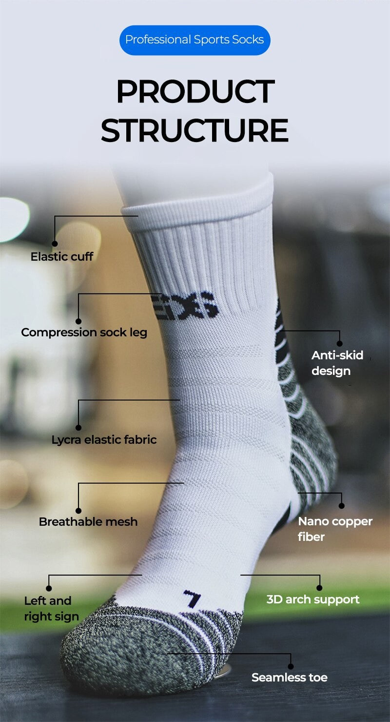 Deodorant Nano Copper Sports Socks for Men Antibacterial Basketball Climbing Sock Summer Compression MTB Cycling Bicycle Running