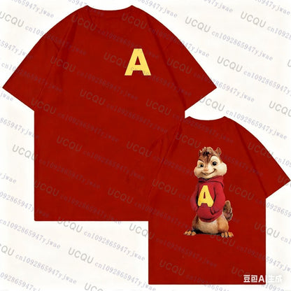 Alvin and The Chipmunks Cosplay Short Sleeve Tshirt Autumn Unisex S/P Movie Nerd Geek Anime Fashion Cotton Casual Pajama T-shirt