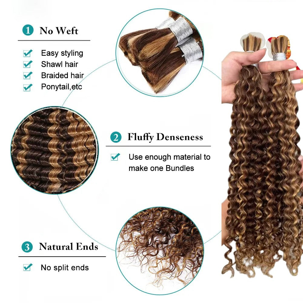 Ombre Highlight 427 Cabelo Humano Cacheado Brasileiro Profundo Ondulado Boho Tranças 100% Cabelo Humano Remy Extensões de Cabelo Humano Cru para Trança