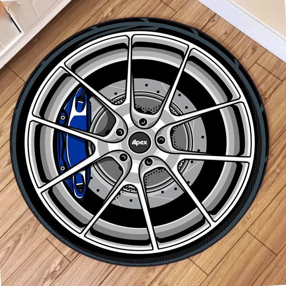 Fashion Wheels Printing Round Carpet Living Room Bedroom Kitchen Bathroom Floor Mat Soft Circle Rug Birthday Decor