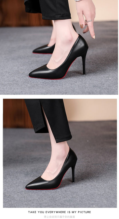 Sexy Fashion Red Sole Women's Pumps Matte Leather Stiletto Heels Shoes Classic Black Career Work Dress Shoes Ladies High Heels ?