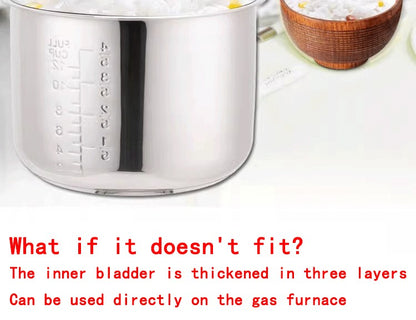 6 Liters160 Electric Pressure Cooker Liner Stainless Steel 304 Food Grade Multi-Bowl Soup Porridge Pot Bile Cooker Accessories