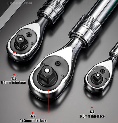 Chave Catraca Telescópica Soquete para Reparação Automotiva, Conjunto de Catraca com Cabeça Ajustável, Chave de Liberação Rápida de 72 Dentes, Ferramenta Manual