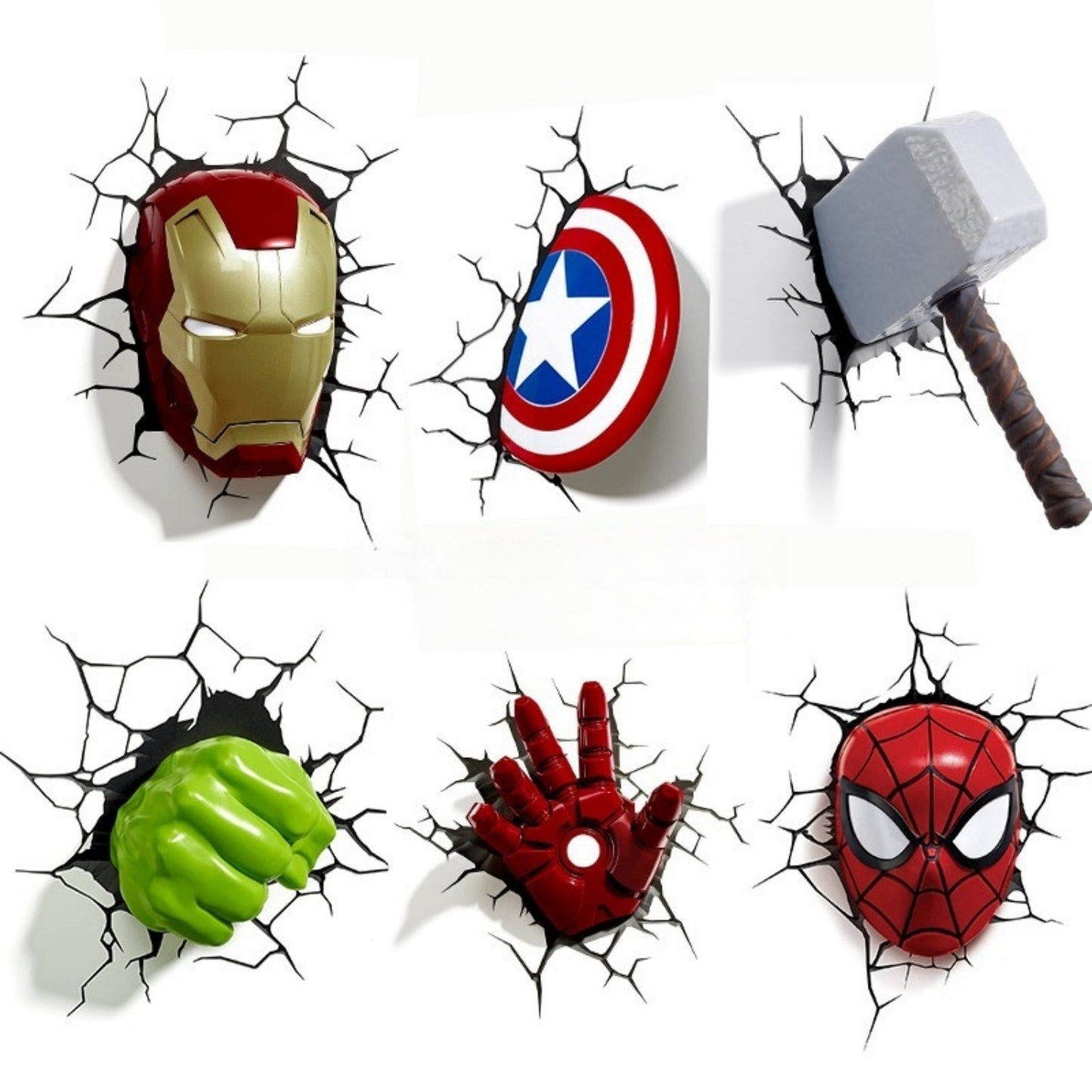 3D Wall Breaking Iron Man, Captain America, Decoration Cute Cartoon Stickers Waterproof Stickers For DIY Scrapbooking,