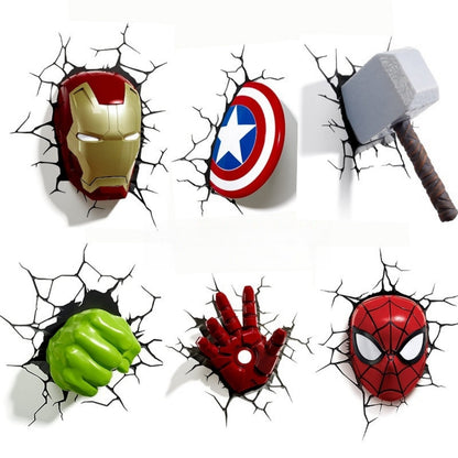 3D Wall Breaking Iron Man, Captain America, Decoration Cute Cartoon Stickers Waterproof Stickers For DIY Scrapbooking,