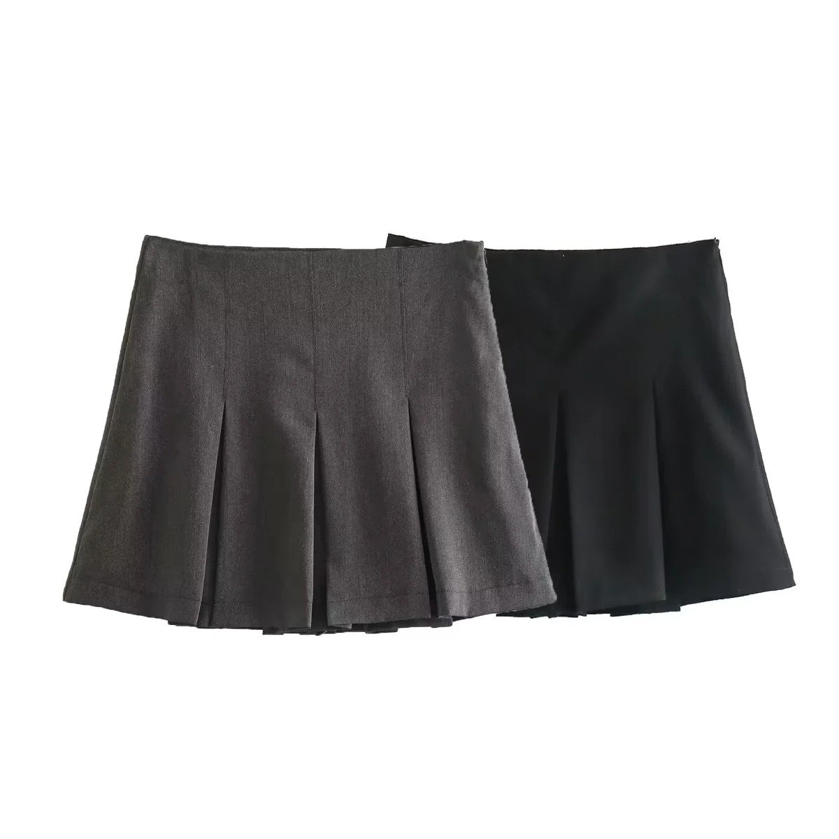 TRAFZA 2025 Spring Summer Women Casual Tierred Mini Skirts Fashion Vintage Solid
