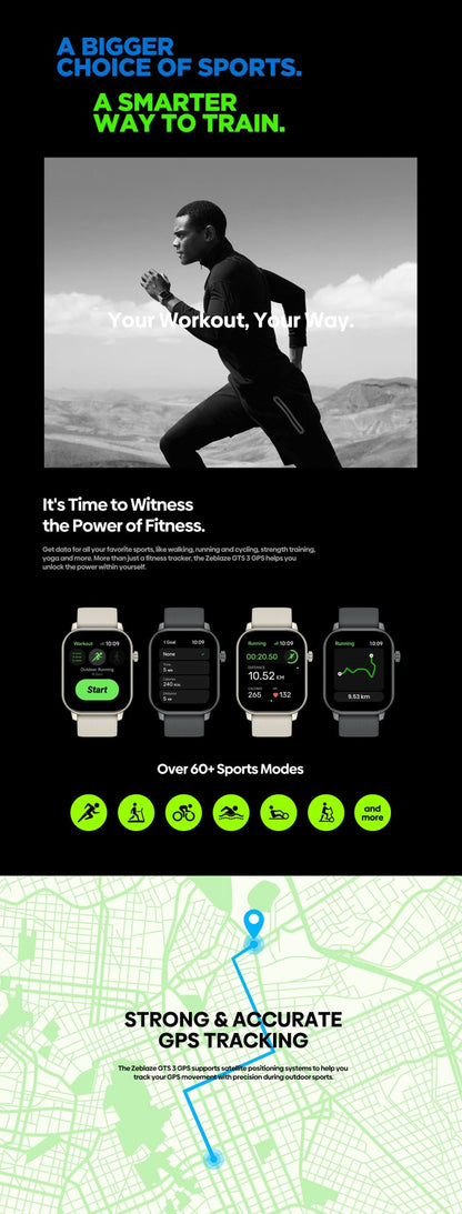 New 2025 Zeblaze GTS 3 GPS Sport Smartwatch Voice Calling 2.01" Display Heart Rate SpO2 Stress Tracking Smart Watch for Men Lady