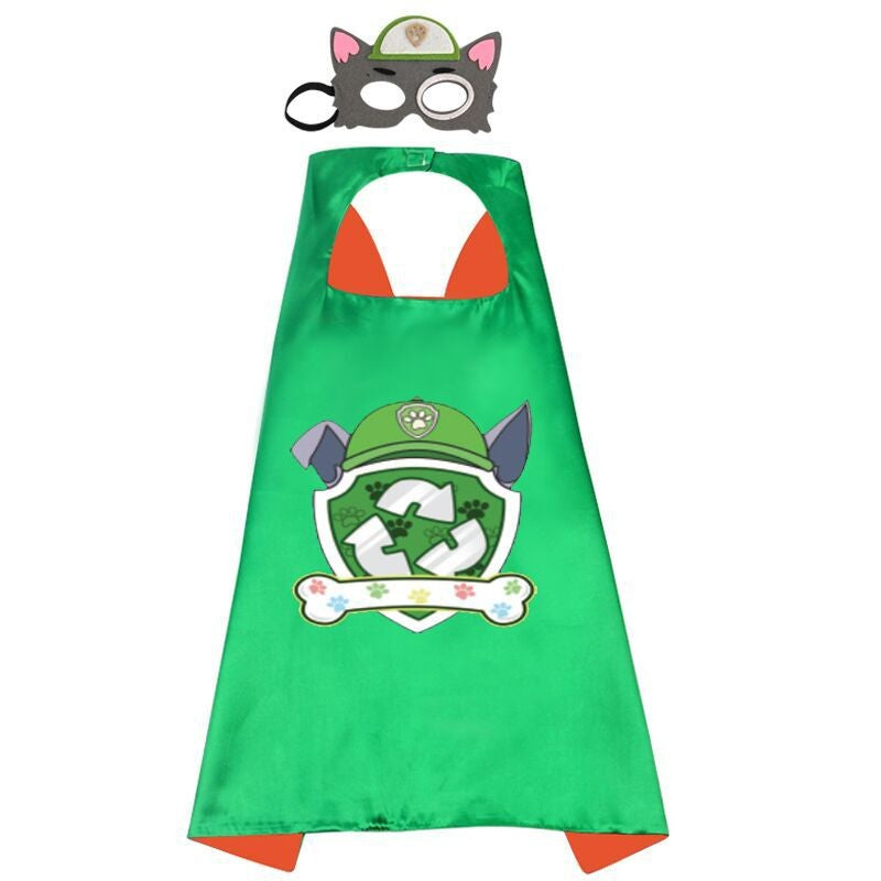 Anime Dog Patrol Kids Cosplay Costume Cape with Eye Mask Halloween Marshall Chase Skye Zuma Rubble Rocky Children's Dress-Up