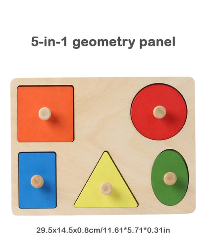 Brinquedos de quebra-cabeça Montessori para bebês de madeira, de encaixe de formas e cores, tábua de raspar à mão, brinquedos cognitivos geométricos de educação infantil