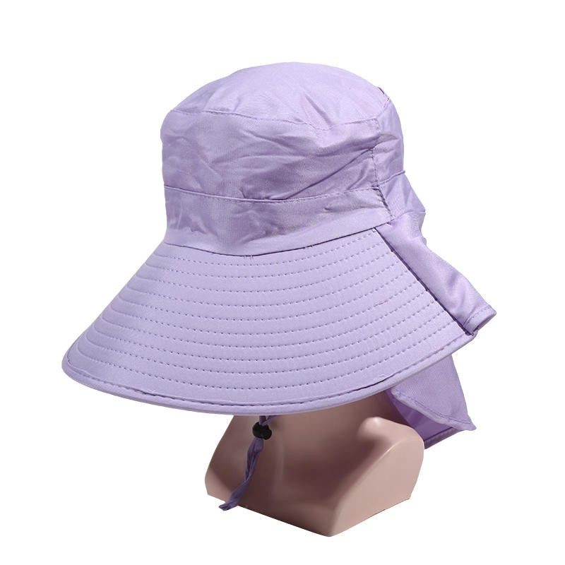 Chapéu de Proteção Solar de Verão Feminino, Viseira para Sol, Pesca, Caminhada, Viagem, Proteção de Pescoço, Lenço, Chapéu de Balde