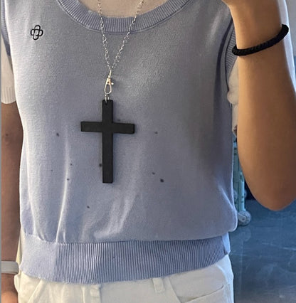 Gothic Big Zircon Cross Necklace Unisex Y2K Irregular Goth Large Cross Pendant Necklaces  for Men Women Couple Necklace Jewelry