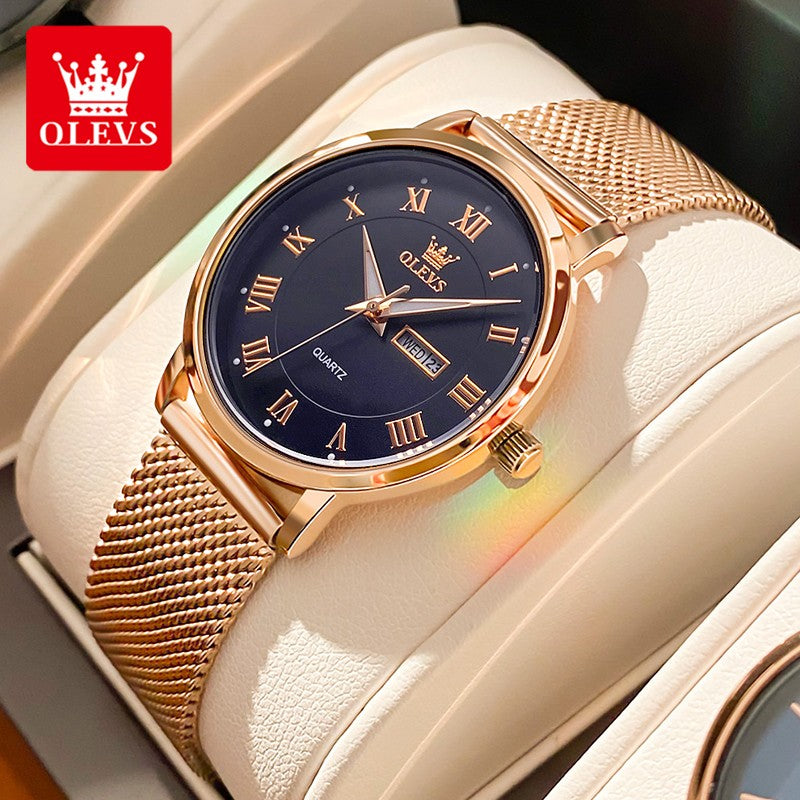 OLEVS 2920 Women's Watch Top Quality Stainless Steel Waterproof Double Calendar Quartz Watch Classic Fashion Luxury Women Watch