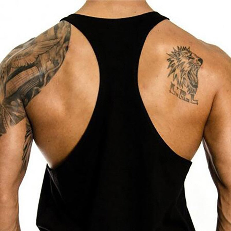 PUSH YOUR LIMITS NO PAIN NO GAIN Cotton Gym Tank Top Mens Bodybuilding Clothing Y Back Fitness Stringer Singlets Workout Shirt