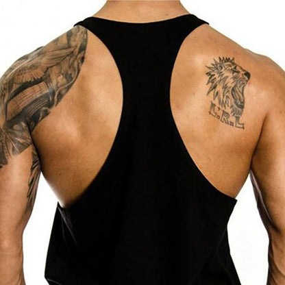 PUSH YOUR LIMITS NO PAIN NO GAIN Cotton Gym Tank Top Mens Bodybuilding Clothing Y Back Fitness Stringer Singlets Workout Shirt