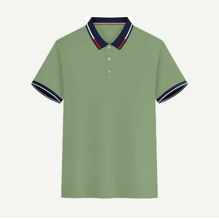 Men's new top Polo shirt T-shirt Summer men's short sleeve color lapel casual fashion white shirt T-shirt men's short sleeve
