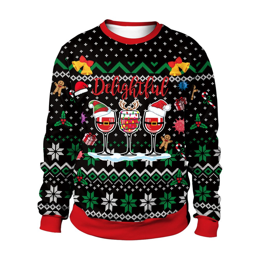 Men Women Tacky Xmas Sweatshirt 3D Christmas Snowflakes Print Holiday Party Jumpers Tops Pullover Snowman Ugly Christmas Sweater