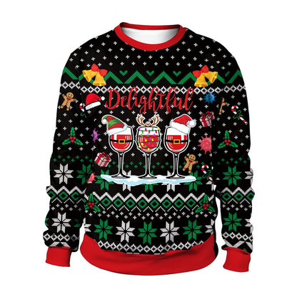 Men Women Tacky Xmas Sweatshirt 3D Christmas Snowflakes Print Holiday Party Jumpers Tops Pullover Snowman Ugly Christmas Sweater