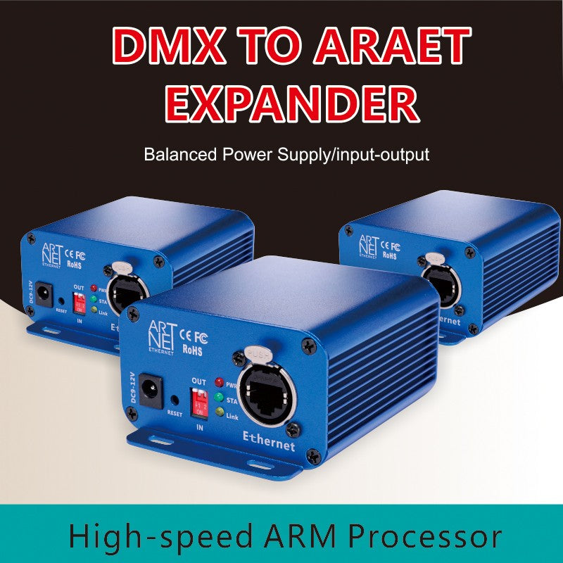 Artnet to DMX Controller, DMX Ethernet Lighting Controller, Professional Artnet DMX Interface , 3 Pin Output, Aluminum Housing