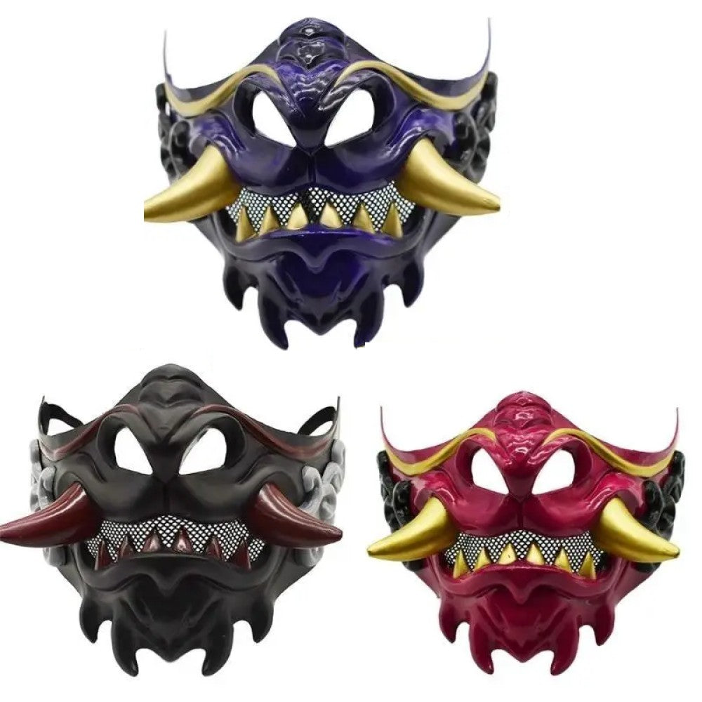 Half Face Devil Samurais Mask for Carnivals Halloween Cosplay Horror Killer Mask Masquerade Mask Party Mask Japanese Mask