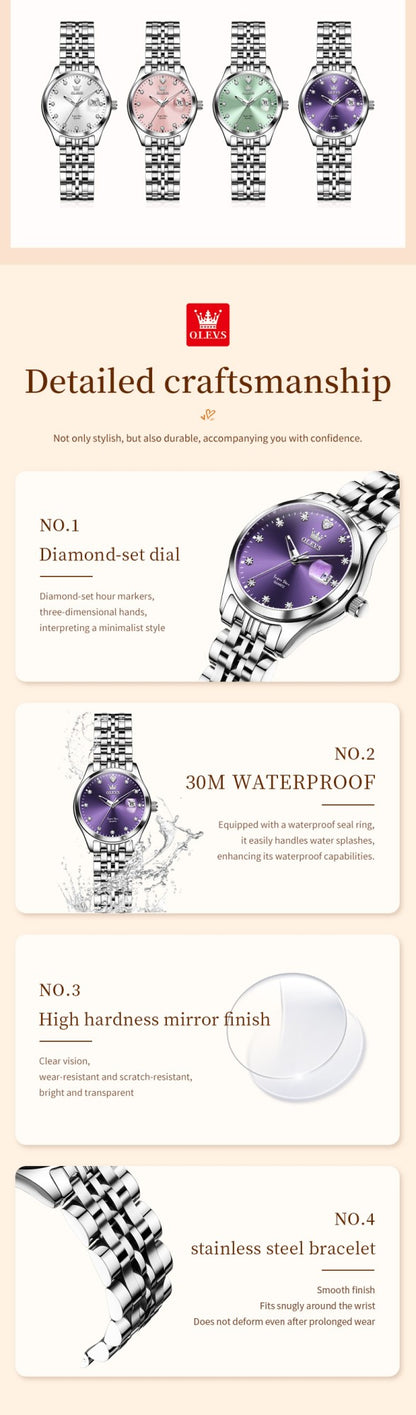 OLEVS Women Watch 5649 New Quartz Wristwatch Waterproof Luminous Date Ladies Watches Original Luxury Elegant Woman‘s Gifts
