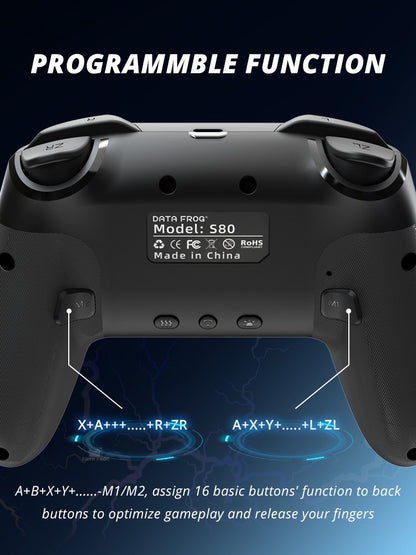 Wireless Controller For Switch OLED Console Pro Gamepad with Rechargeable Battery Programmable Turbo Function RGB Light