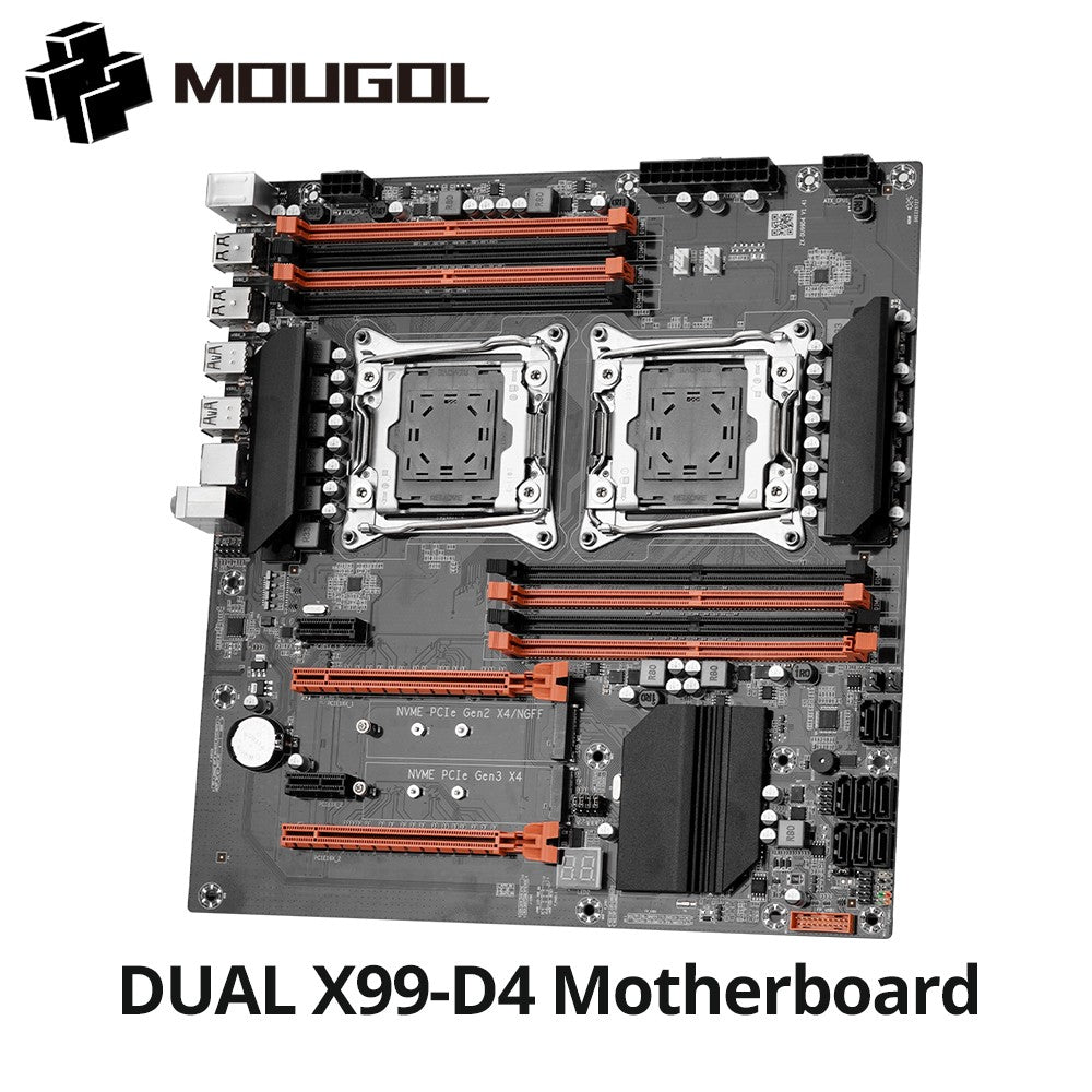 MOUGOl X99 Dual CPU Gaming Motherboard DDR4 M.2 NVME USB3.0 E-ATX LGA2011-3 Support Xeon E5 2680 V4 CPU Server Motherboard