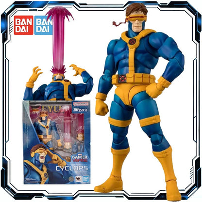 Bandai SHF Cyclops Laser Eye Boneco de Ação X-Men Marvel Vs Capcom Brinquedo Colecionável com Peças Intercambiáveis Efeitos de Explosão Óptica