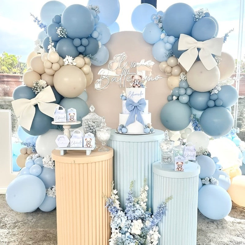 A Set of 32 Light Blue Balloons 10-inch Sand White Light Blue and White Balloons for Wedding Celebrations Gender Reveal Party