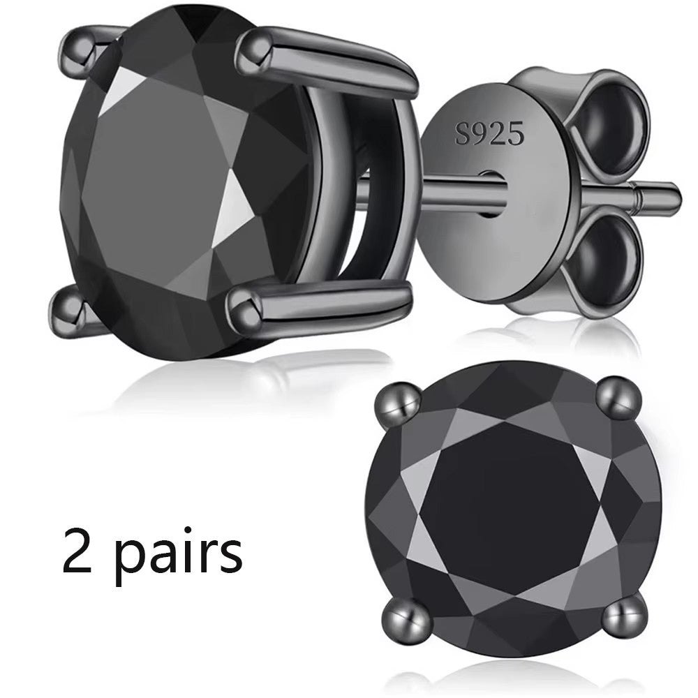 S925 Sterling Silver Four/Six Jaw Moissanite Earrings VVS1 White&Black Moissanite GRA Certified Male And Female Earrings Gift