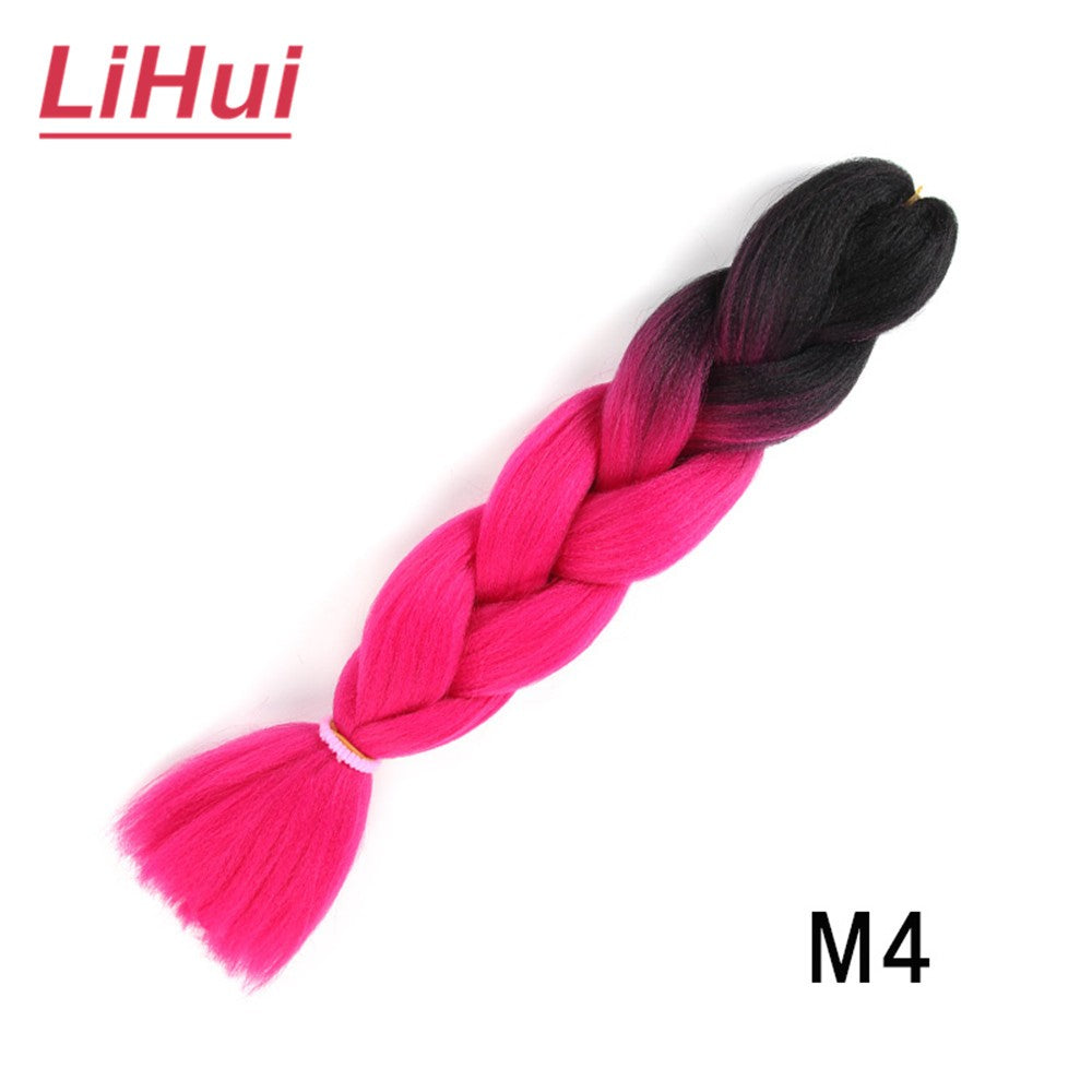 Cabelo Sintético Trança Jumbo 24 Polegadas Ombre Jumbo Extensão de Cabelo para Mulheres Tranças DIY Roxo Rosa Amarelo Cinza Lihu