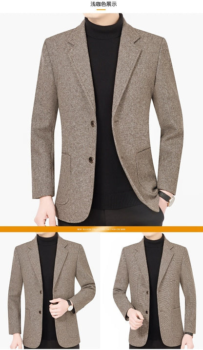 2025 Spring/ Autumn New Men's Blazer - Business Casual Single Suit Jacket for Middle-Aged Gentlemen