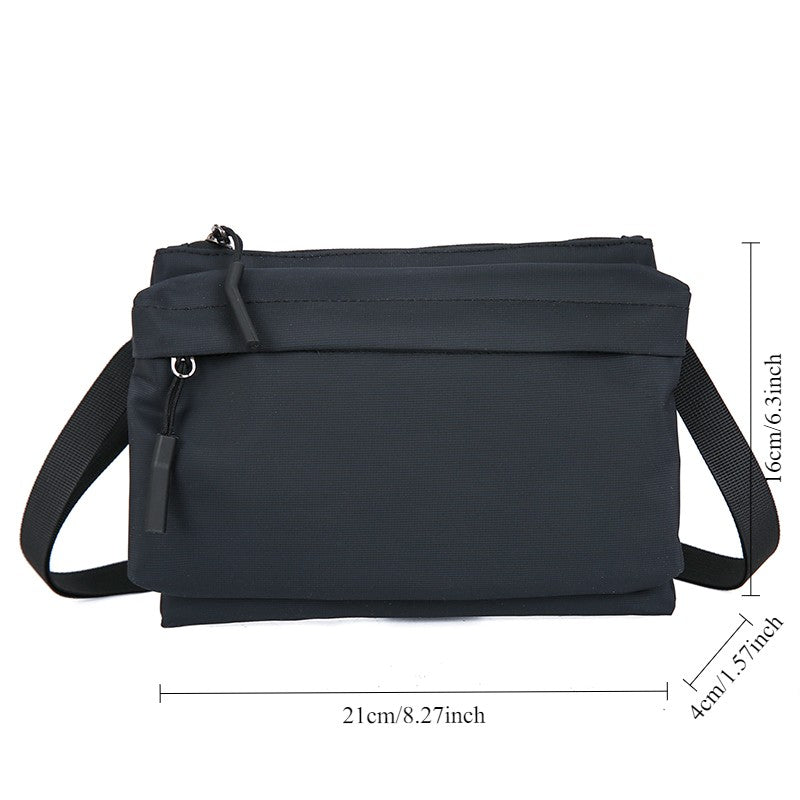 Fashion Leisure Nylon Shoulder Bag Solid Color Waterproof Cross-body Unisex Messenger Bag for Men And Women